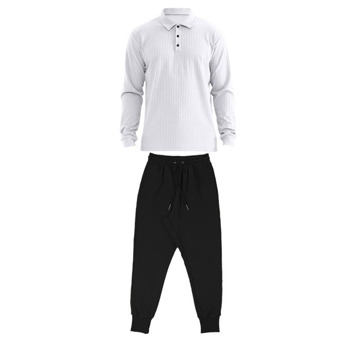 Herren Sportliches Langarm-Polo und Jogginghose Set Echoarchiv