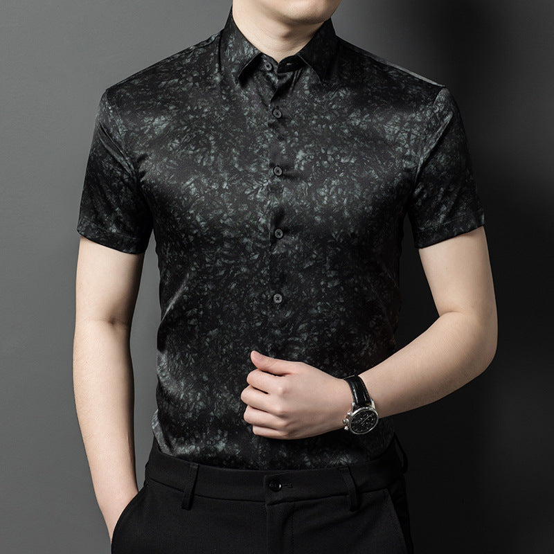 Herren Kurzarmhemd mit eleganter Marmor-Optik Echoarchiv