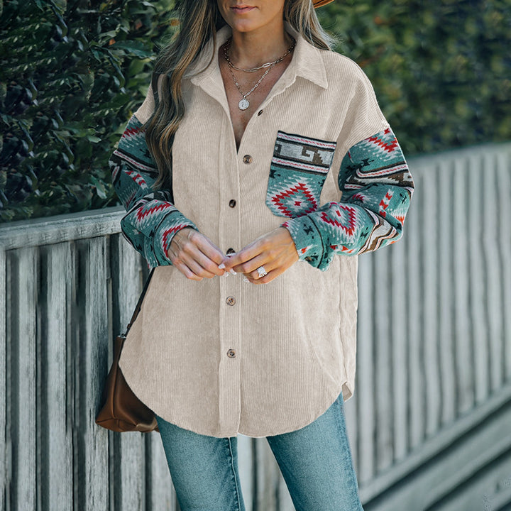 Damen Lässige Karo-Corduroy Hemdbluse Echo Archiv
