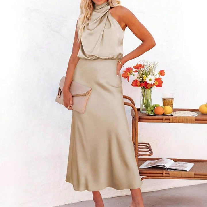 Damen Elegantes Trägerkleid mit drapiertem Oberteil und A-Linien-Schnitt Echo Archiv