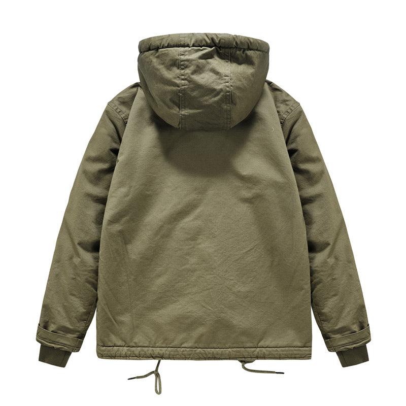 Herren Kapuzenparka im Canvas‑Look mit Teddyfleece‑Innenfutter, Zweiwege‑Reißverschluss und Kordelzug Echoarchiv