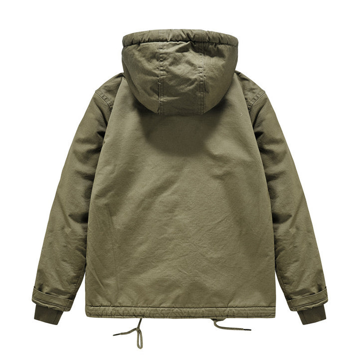Herren Kapuzenparka im Canvas‑Look mit Teddyfleece‑Innenfutter, Zweiwege‑Reißverschluss und Kordelzug Echoarchiv