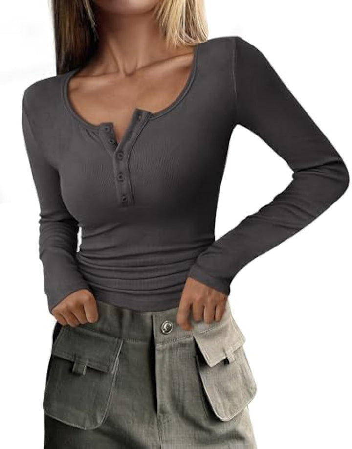 Damen Langarmshirt mit Knopfdetails Echo Archiv