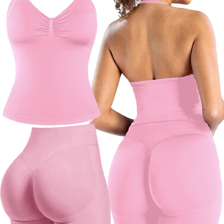 Damen Sportoberteil mit push-up Effekt und figurformenden Shorts Echo Archiv