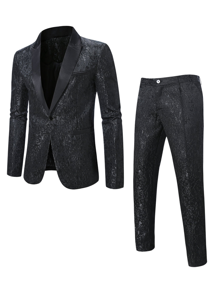 Herren Elegantes Smokinganzugset mit floralem Musterdruck Echoarchiv