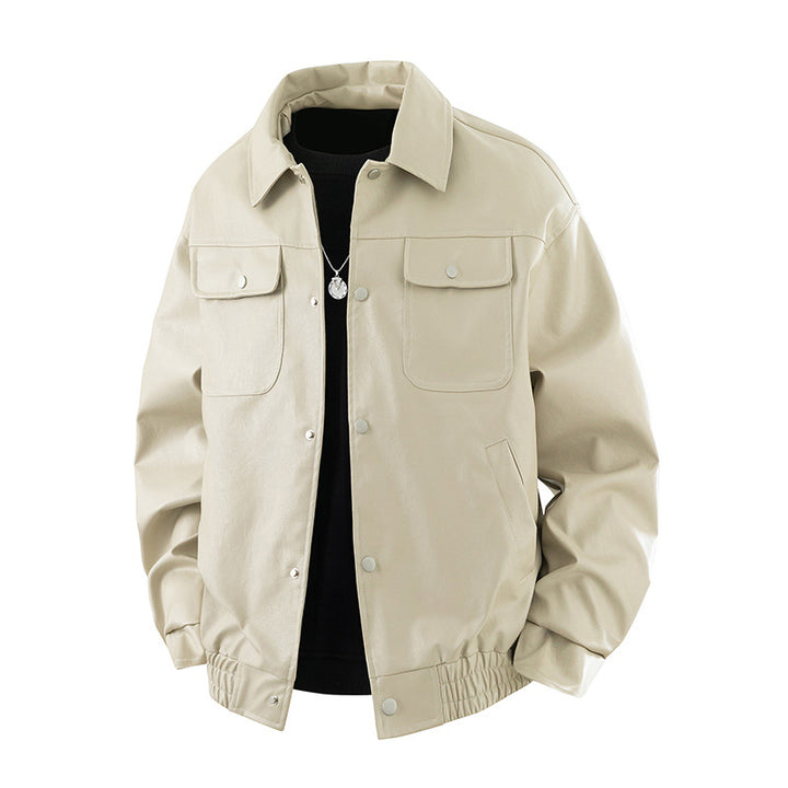 Herren Modische Lederjacke mit praktischen Pattentaschen