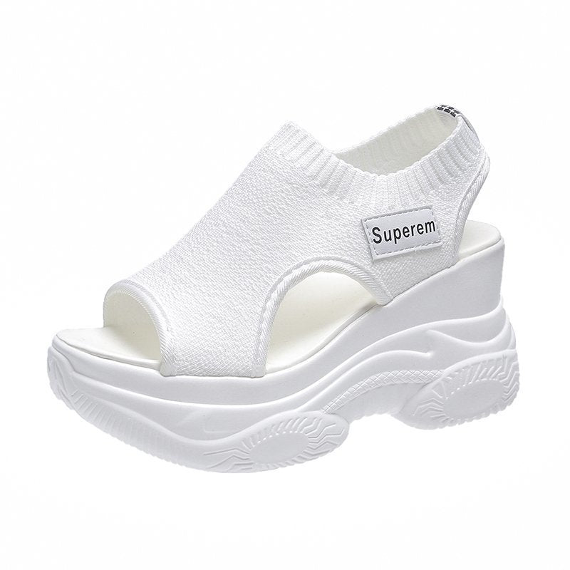 Damen nan Plateau-Sandalen mit elastischem Strickschaft und sportlicher Profilsohle Echo Archiv