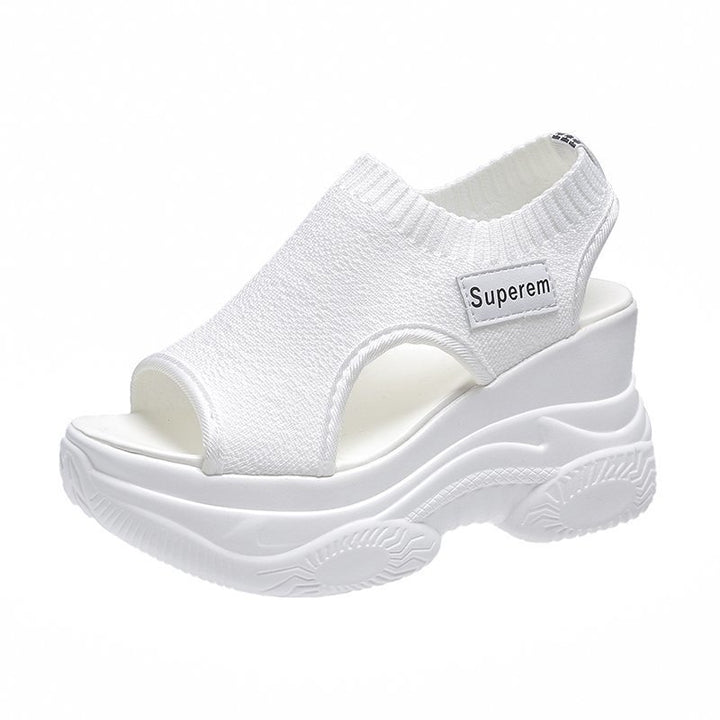 Damen nan Plateau-Sandalen mit elastischem Strickschaft und sportlicher Profilsohle Echo Archiv