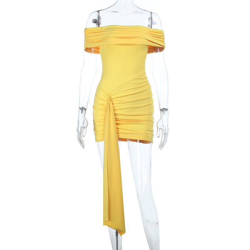 Damen Figurbetontes Minikleid mit schulterfreiem Design und asymmetrischem Saum Echo Archiv