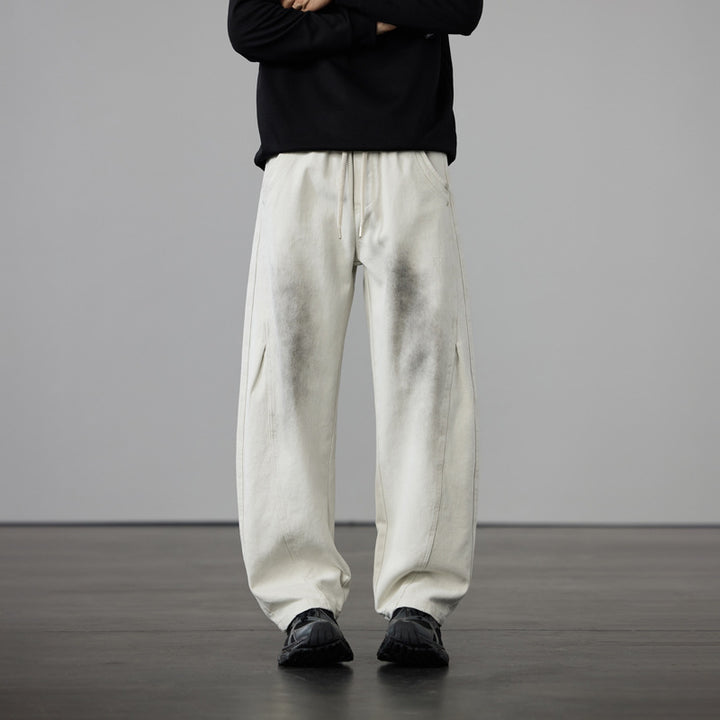 Herren Weite Baumwoll-Drawstring-Hose im Vintage-Waschlook Echo Archiv