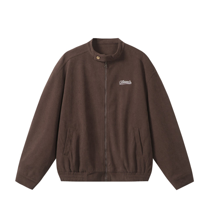Unisex weit geschnittene Cord‑Blousonjacke mit Stehkragen, durchgehendem Reißverschluss und elastischem Saum Echoarchiv