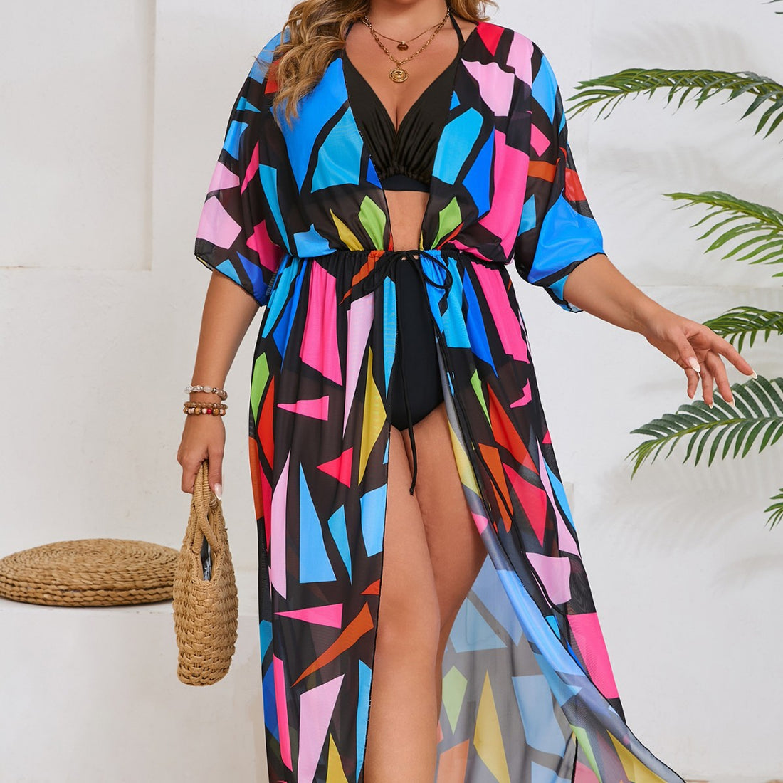 Damen Strandkimono mit lebendigem Design – Avérine