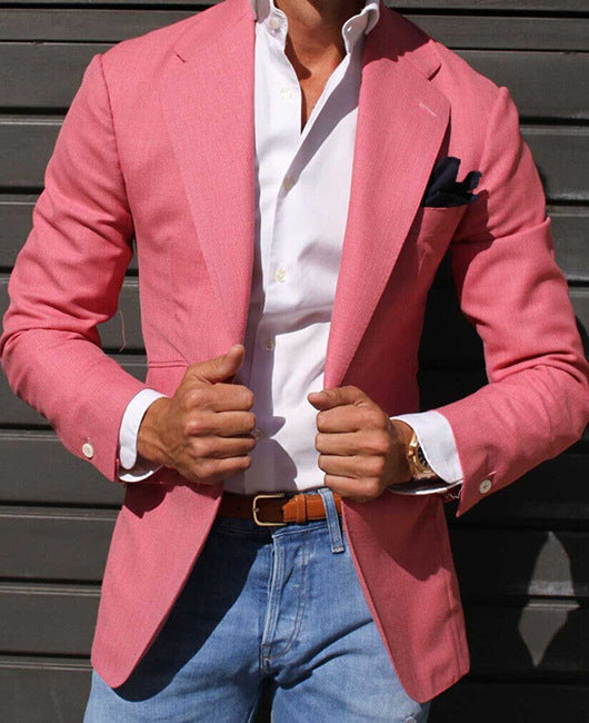 Herren Eleganter Leinenblazer mit modernem Schnitt und strukturiertem Gewebe Echoarchiv