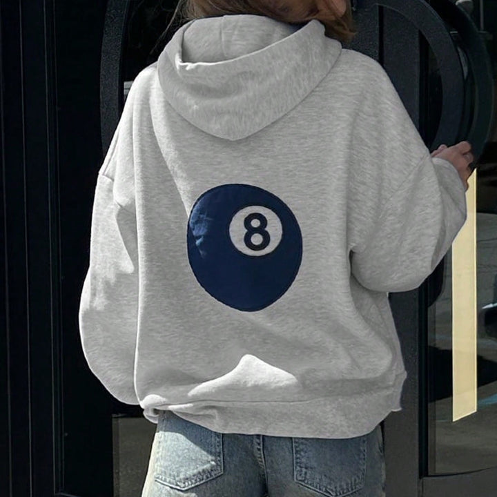 Damen Oversize-Kapuzenpullover mit Acht-Ball-Applikation – Avérine