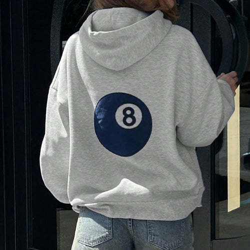 Damen Oversize-Kapuzenpullover mit Acht-Ball-Applikation – Avérine
