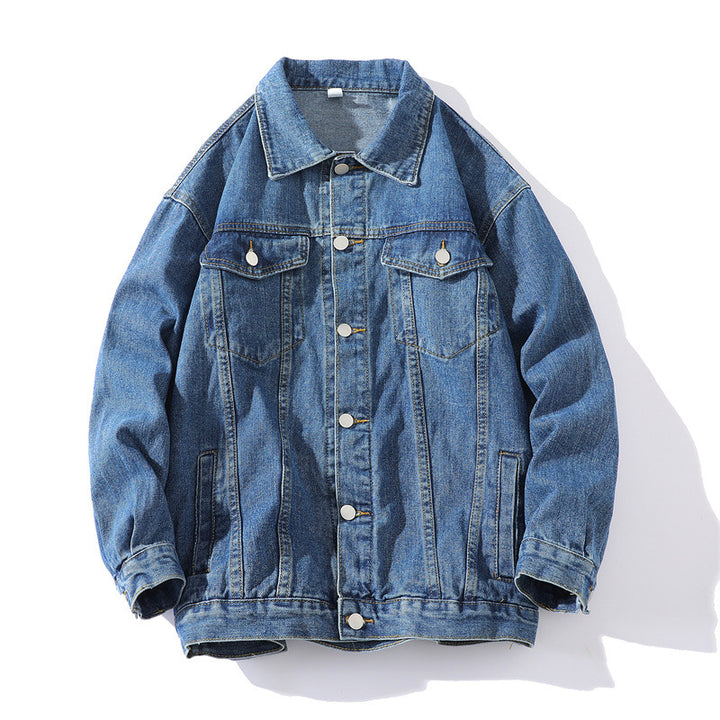 Unisex Oversize-Jeansjacke aus robustem Denim mit Druckknopfleiste Echo Archiv