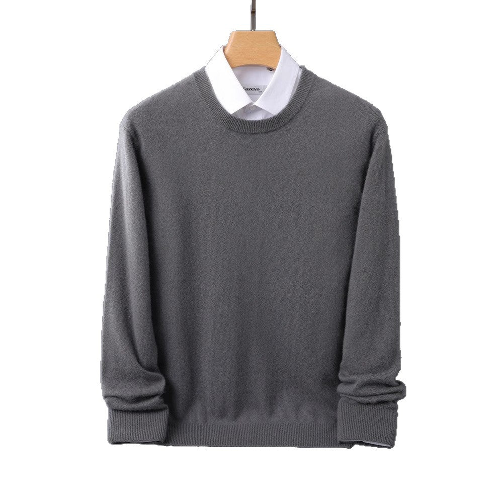 Herren Feiner Rundhals-Strickpullover in Kaschmir‑Optik mit gerippten Bündchen Echoarchiv