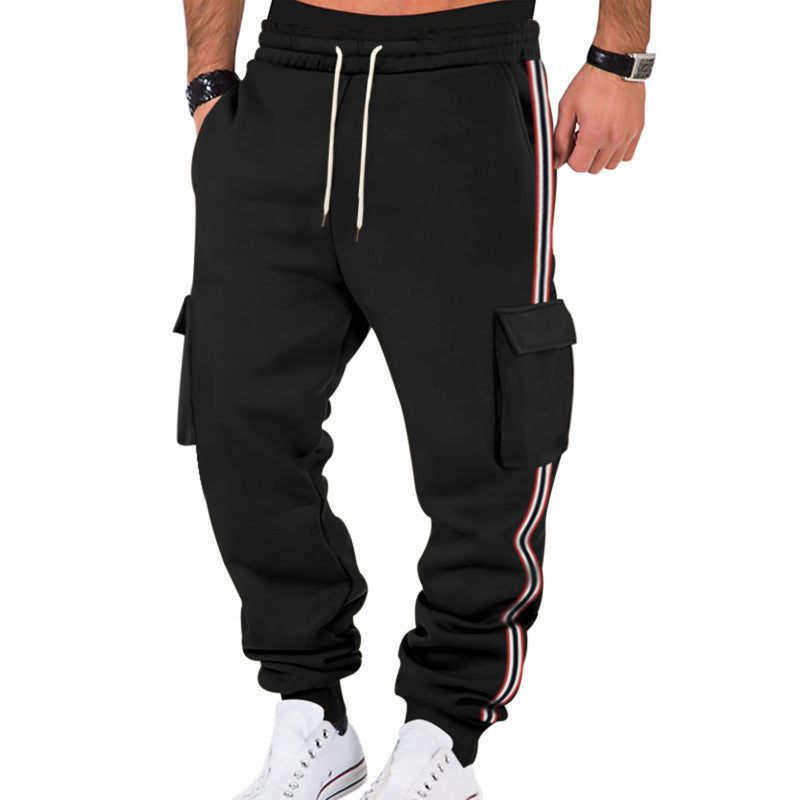 Herren Cargo-Joggerhose mit seitlichen Klapp‑Cargotaschen, Tunnelzug & Rippbündchen – Bravaro
