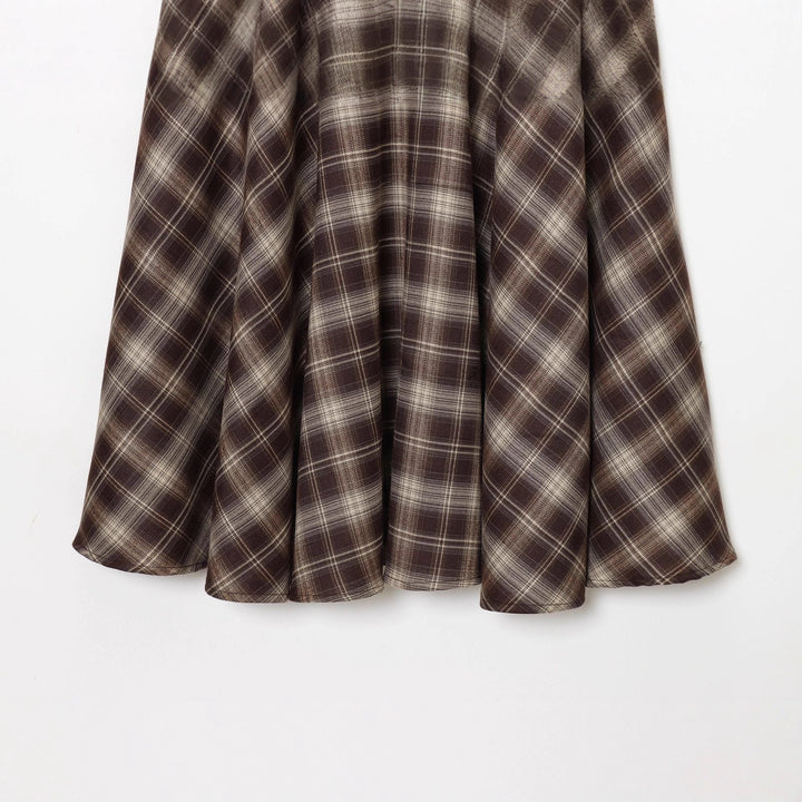 Damen nan ausgestellter Midirock mit Karomuster, hoher Taille und Lederimitatbund Echo Archiv