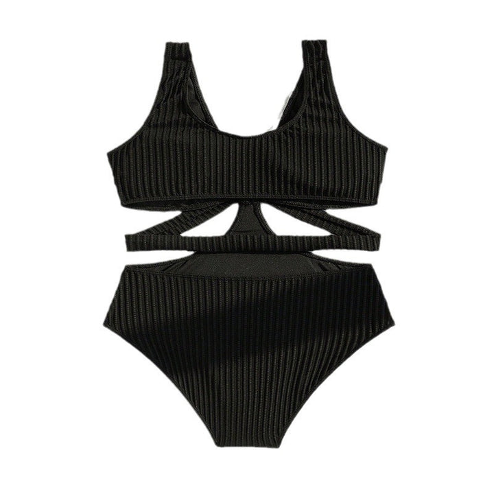 Damen Einteiler Badeanzug mit kreativen Cut-Out-Design und trendigem Rippmuster Echo Archiv