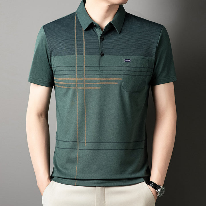 Herren Poloshirt mit atmungsaktiven Eigenschaften und modernem Grafikdesign Echoarchiv