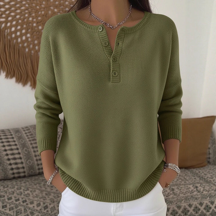 Damen Bequemer und eleganter Strickpullover mit Knopfleiste Echo Archiv