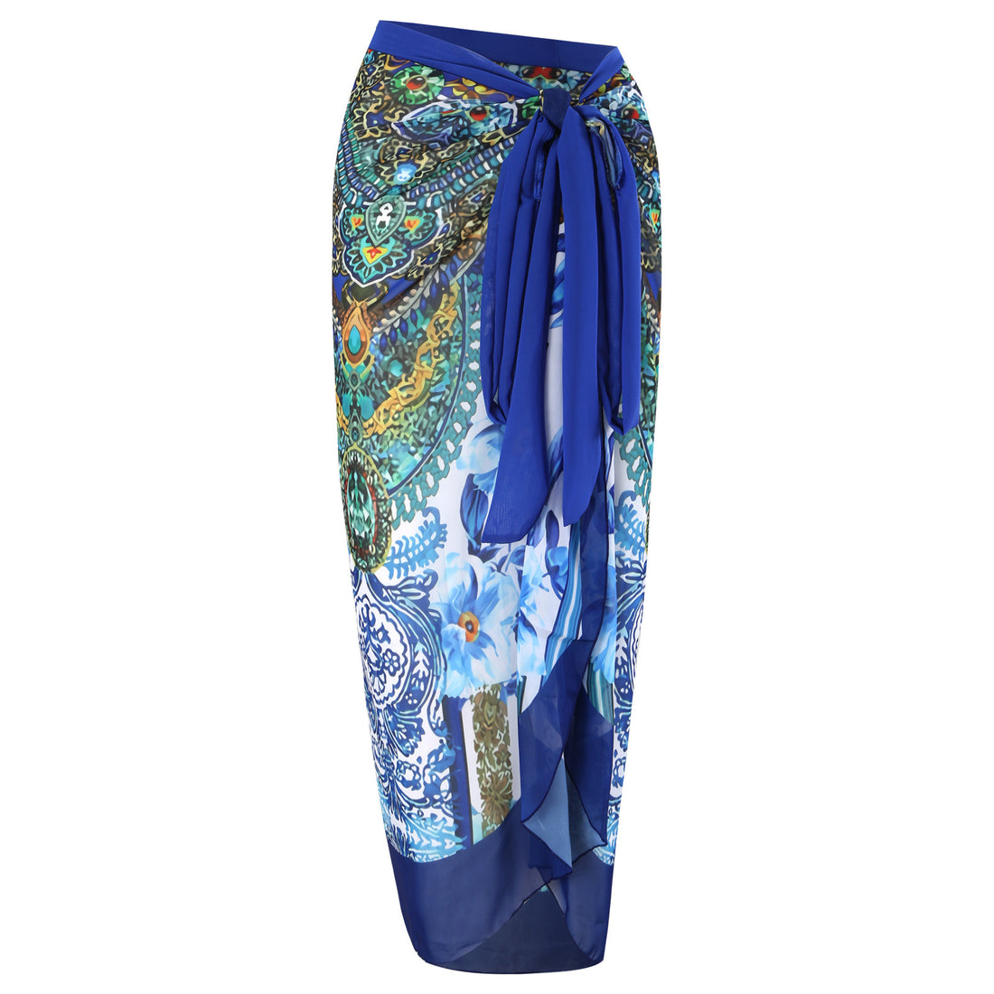 Damen Wickelrock mit elegantem Aquarell-Muster und Bindegürtel – Rosévia