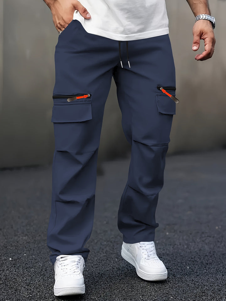 Herren Technische Cargo-Jogginghose mit Reißverschlusstaschen, Klappfächern & Tunnelzugbund Echo Archiv