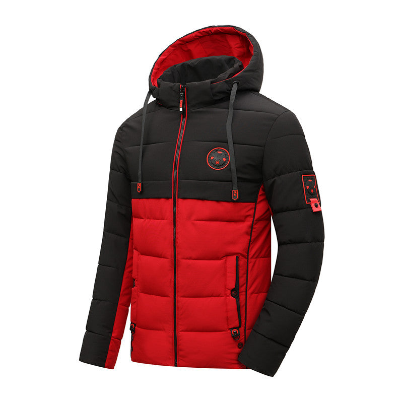 Herren gesteppte Winterjacke mit modischem Farbkontrast und Kapuze Echoarchiv