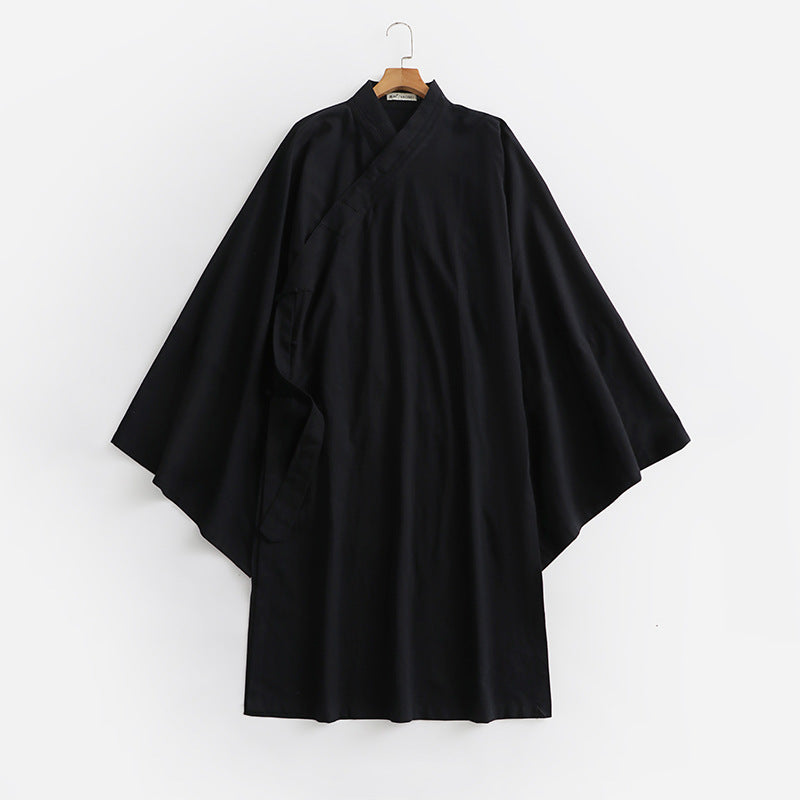 Unisex Oversize Kimono-Mantel mit weitem Ärmel und asymmetrischer Wickelvorderseite Echoarchiv