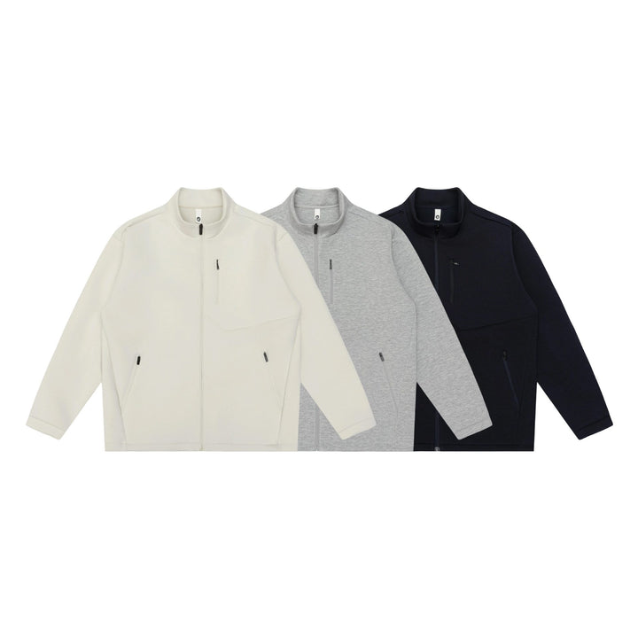 Unisex Minimalistische Kurzjacke mit Stehkragen und funktionalen Reißverschlusstaschen Echoarchiv