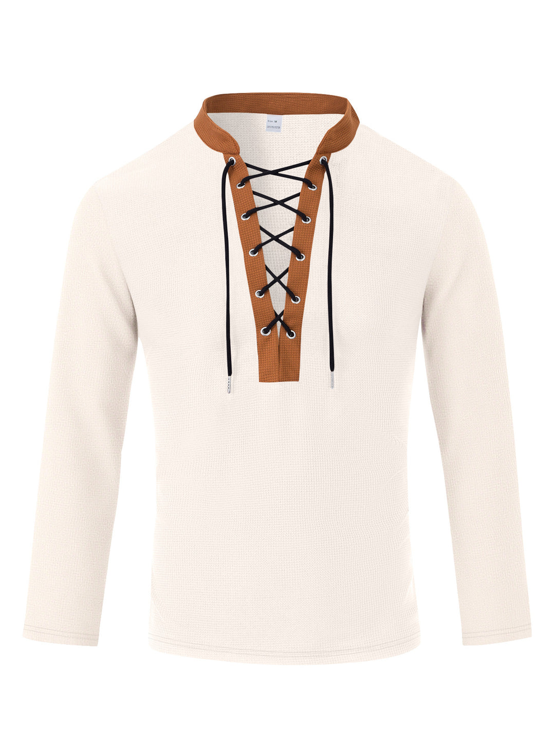 Herren Langarm-T-Shirt mit innovativer Schnürung und Melange-Optik Echoarchiv