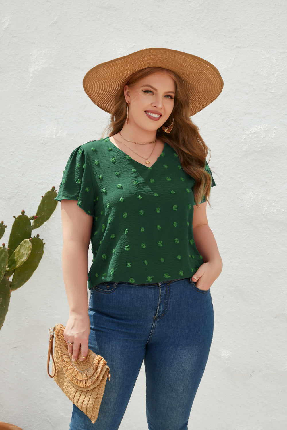 Damen Leichtes V-Ausschnitt T-Shirt mit strukturiertem Design Echo Archiv