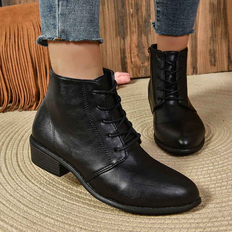 Damen Knöchelhohe Schnür‑Stiefeletten mit seitlichem Reißverschluss und niedrigem Blockabsatz Echo Archiv