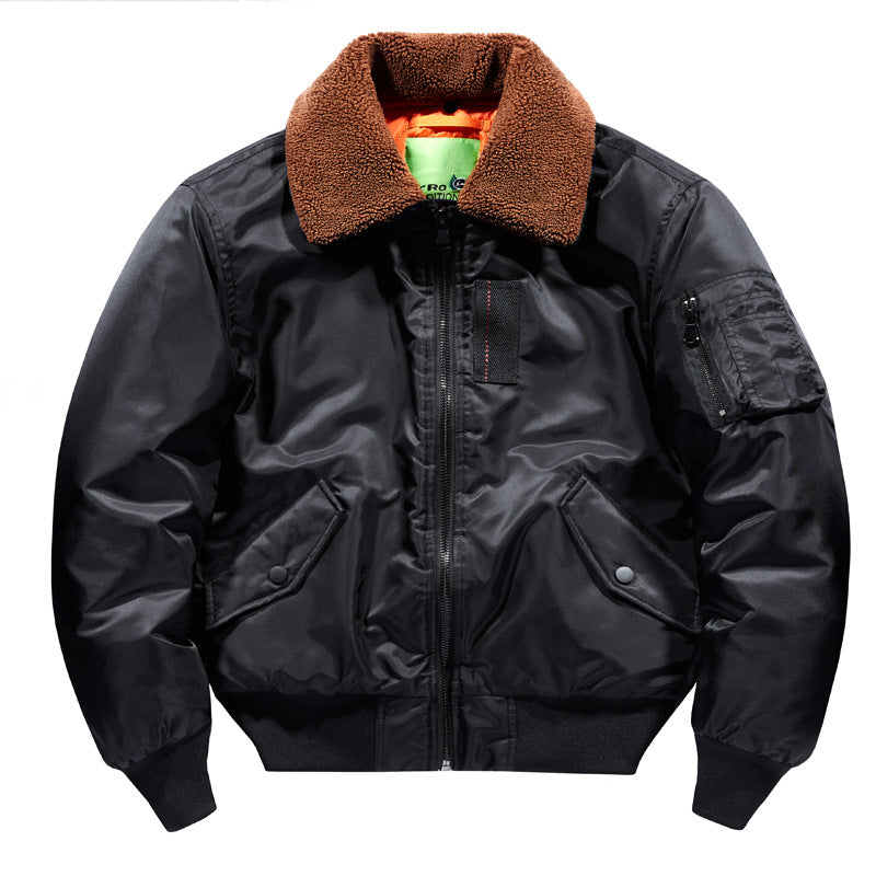 Men's Sherpa-Collar Insulated Pilot Bomber with Sleeve Utility Pocket – Brevano