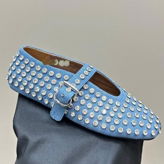 Damen  veredelte Mary‑Jane Ballerina mit Strassbesatz und verstellbarer Metallschnalle Echo Archiv