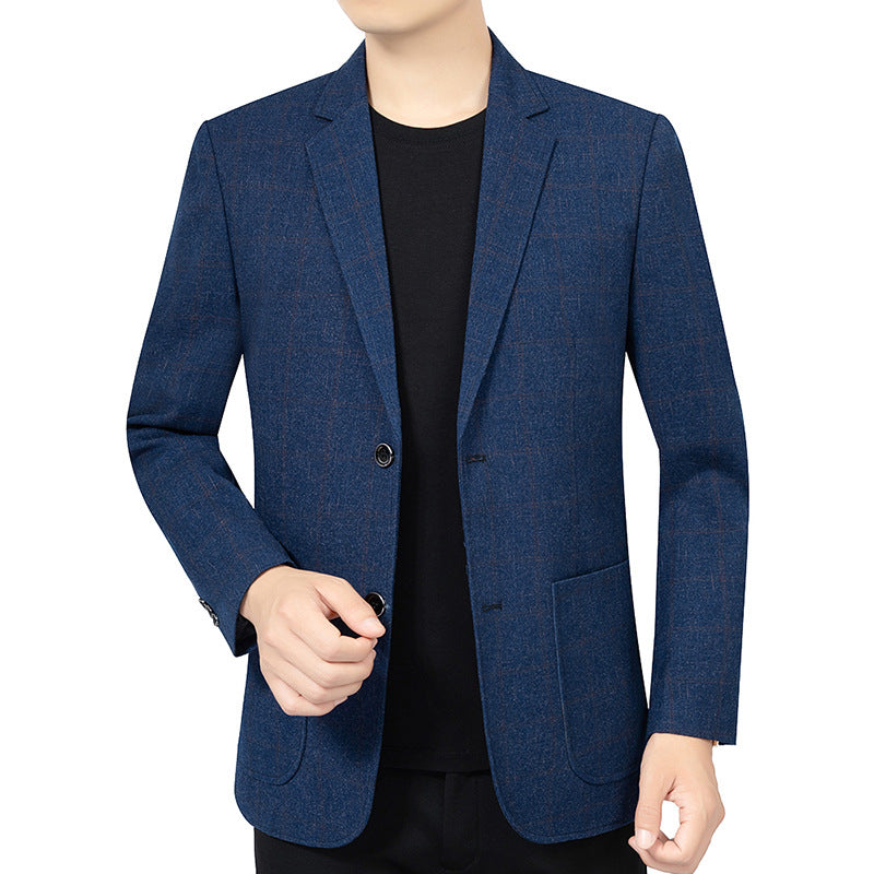 Herren Kariertes Slim-Fit Sakko aus Wollmischung – Tianoro