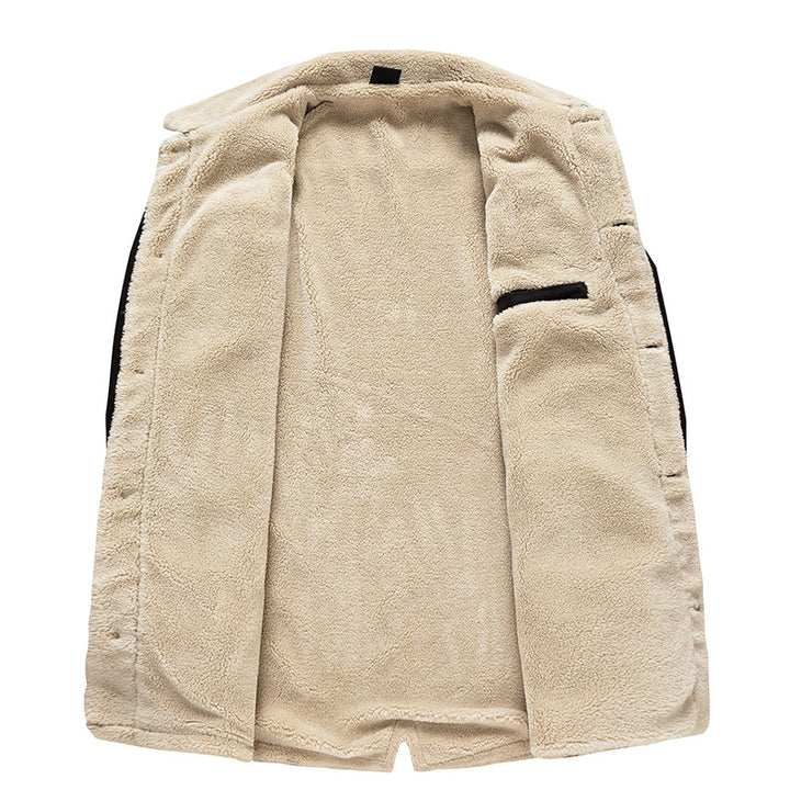 Herren Wattierte Denimjacke mit Sherpa-Futter und verlängertem Outdoor-Schnitt Echoarchiv