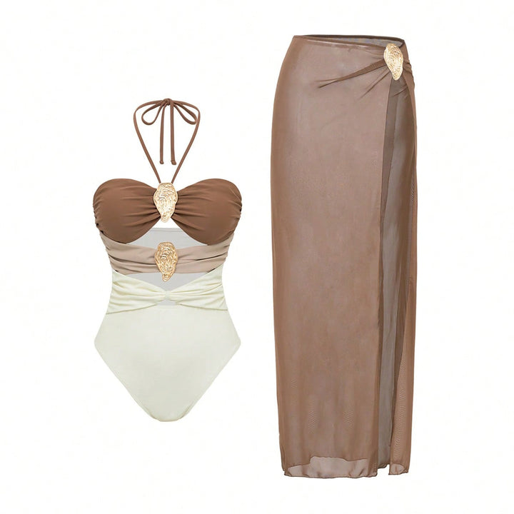 Damen Luxuriöser Badeanzug mit elegantem Überrock Echo Archiv