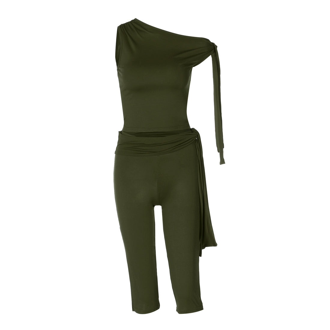 Damen Einseitiger Jumpsuit mit exklusiven Drapierungen – Solévia