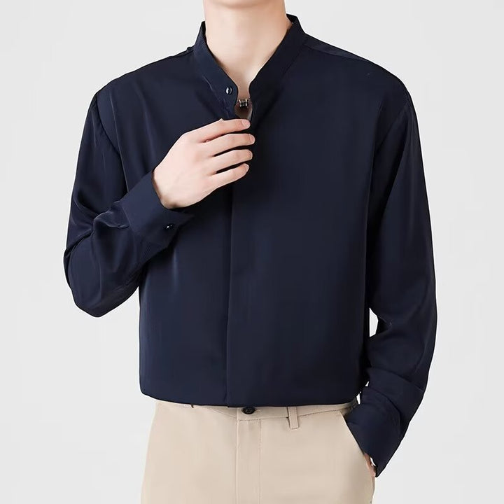 Herren Elegantes Stehkragenhemd – Tianoro