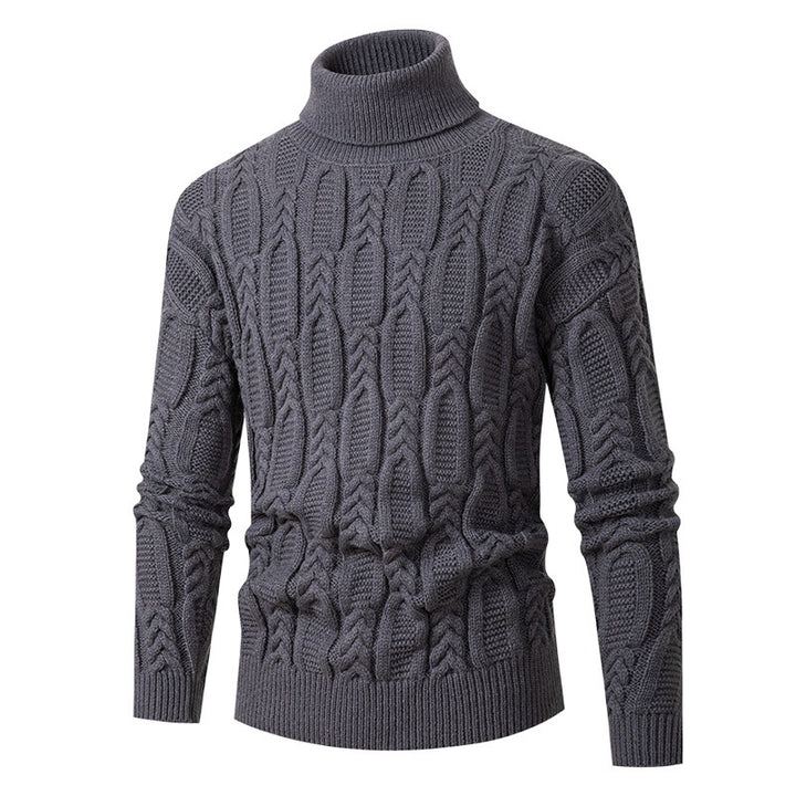 Herren Hochwertiger Rollkragenpullover mit Strukturmuster Echoarchiv