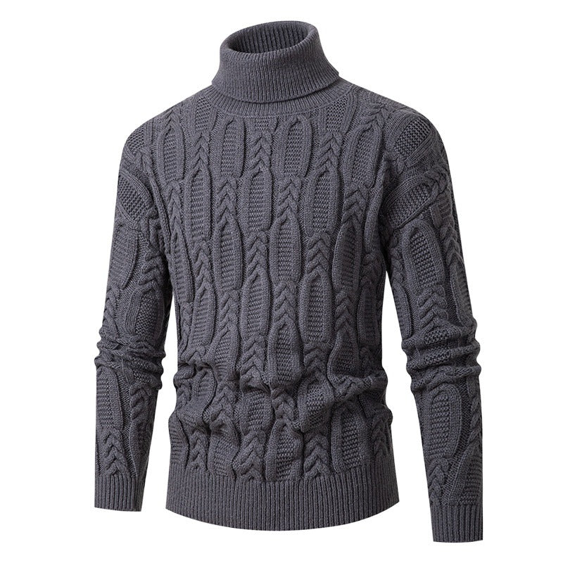 Herren Hochwertiger Rollkragenpullover mit Strukturmuster Echoarchiv