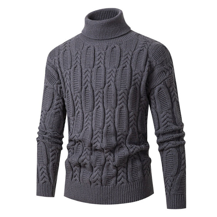 Herren Hochwertiger Rollkragenpullover mit Strukturmuster Echoarchiv
