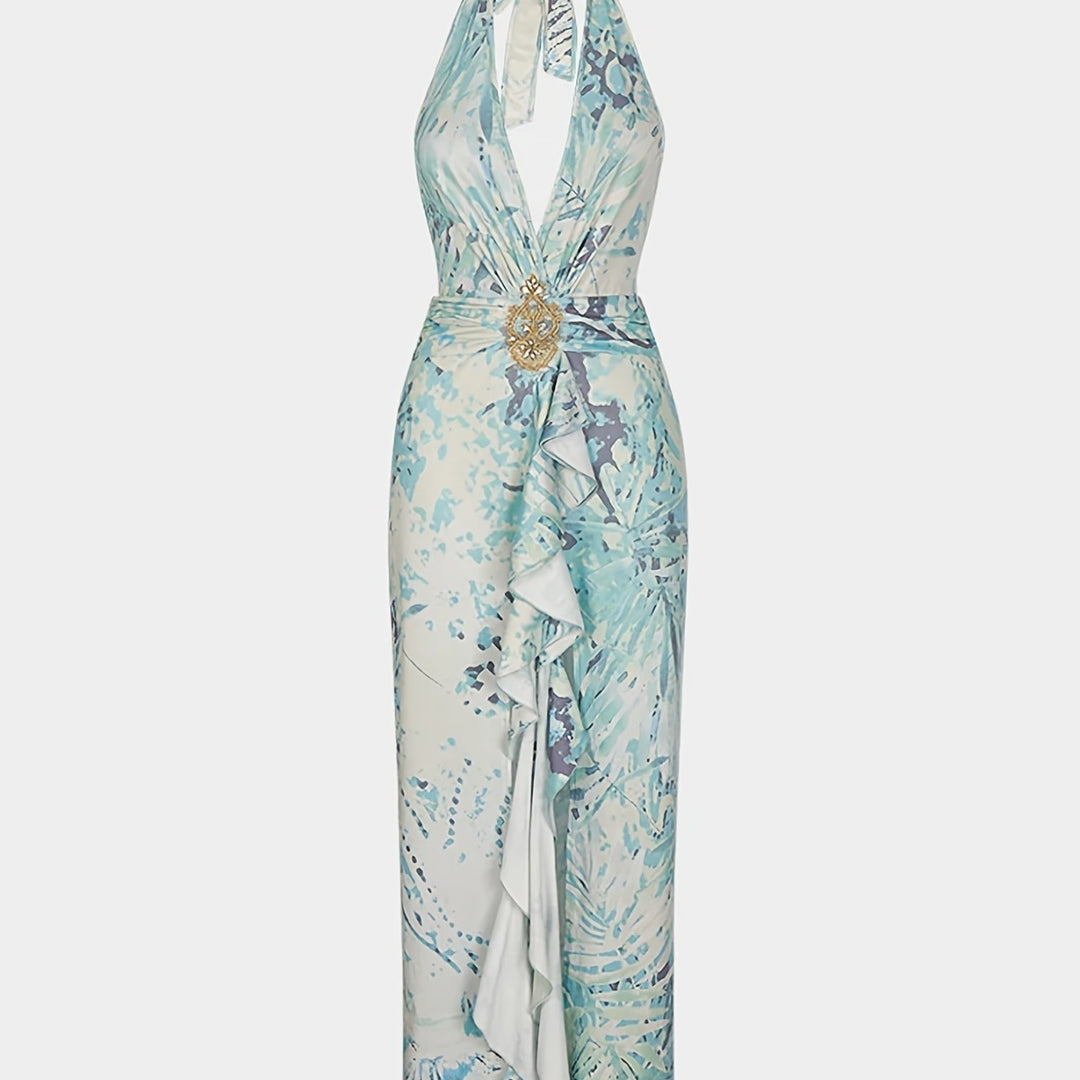 Damen Maxi-Kleid mit raffinierten Drapierungen und dekorativer Satineinfassung Echo Archiv