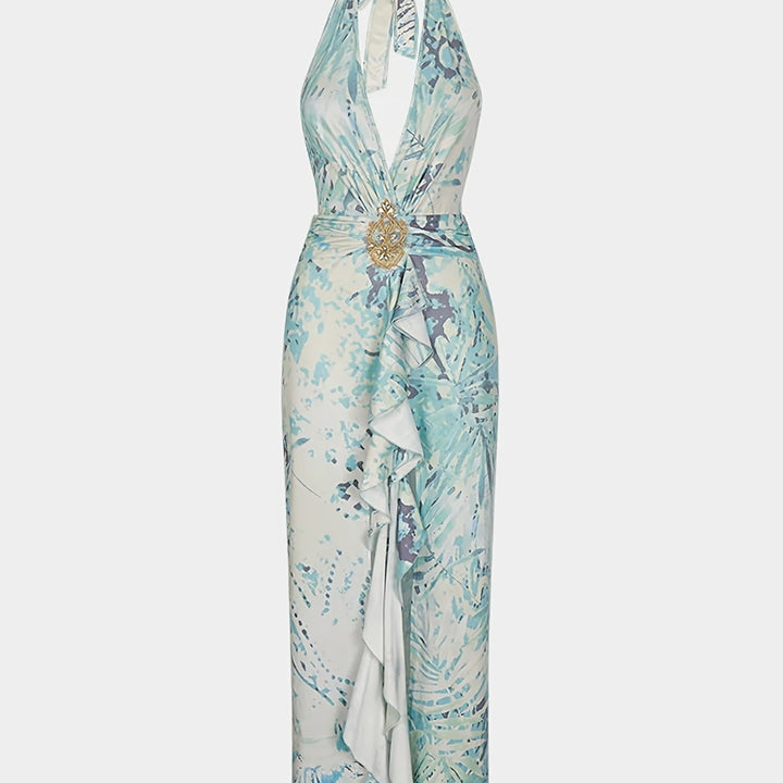 Damen Maxi-Kleid mit raffinierten Drapierungen und dekorativer Satineinfassung Echo Archiv