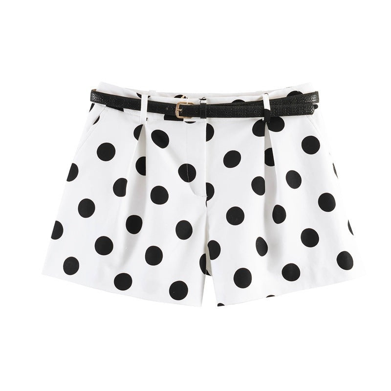 Damen elegante Polka-Dot-Shorts mit Gürtel Echo Archiv
