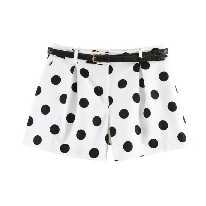 Damen elegante Polka-Dot-Shorts mit Gürtel Echo Archiv