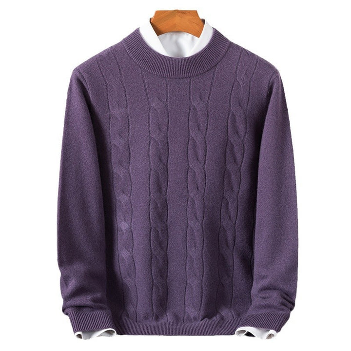 Herren eleganter Strickpullover mit strukturiertem Zopfmuster Echoarchiv