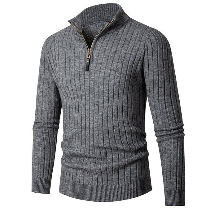 Herren Strickpullover mit stylischem Stehkragen und modernem Reißverschluss Echoarchiv